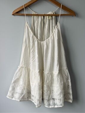 (S) Staring at Stars white Lace-Trim Spaghetti Strap Tank